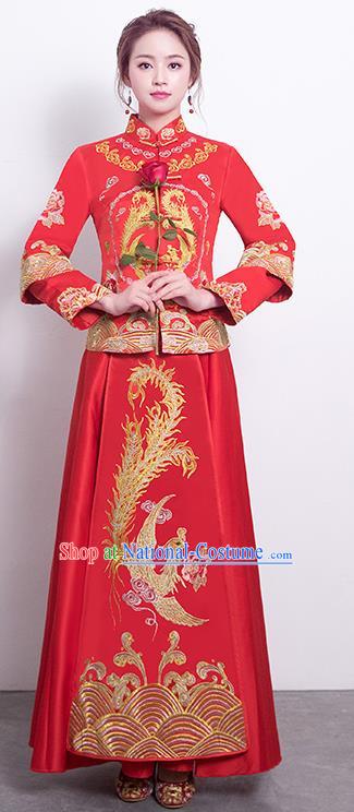 Chinese Traditional Bride Toast Clothing Embroidered Xiuhe Suits Ancient Bottom Drawer Wedding Costumes for Women