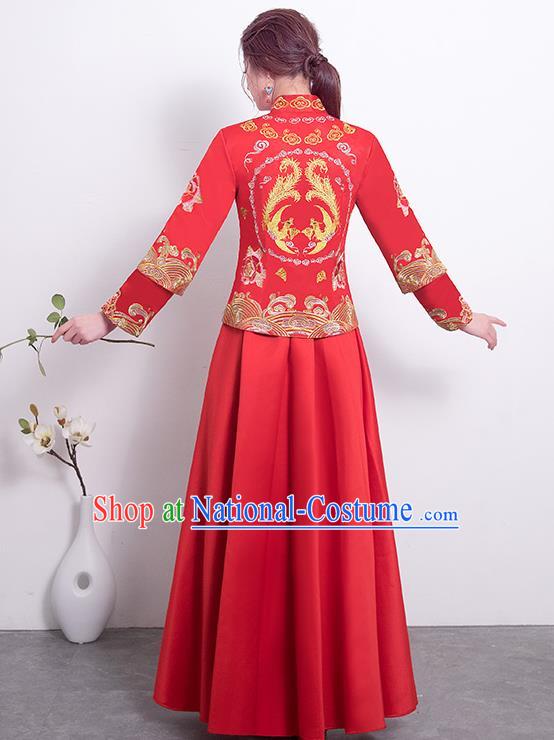 Traditional Chinese Wedding Costumes Traditional Xiuhe Suits Ancient Chinese bridal Full Dress