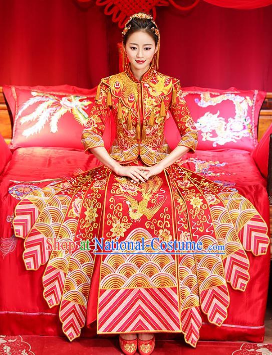 Traditional Chinese Wedding Costumes Traditional Xiuhe Suits Ancient Chinese bridal Full Dress