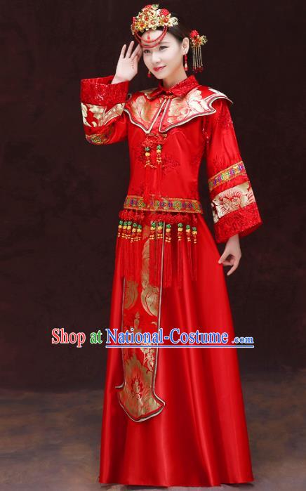 Chinese Traditional Bride Toast Clothing Red Xiuhe Suits Ancient Bottom Drawer Wedding Costumes for Women