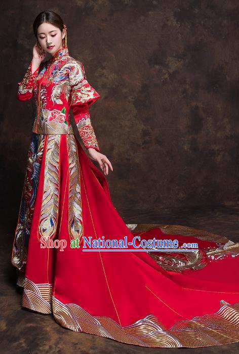 Traditional Chinese Wedding Costumes Traditional Xiuhe Suits Ancient Chinese bridal Full Dress