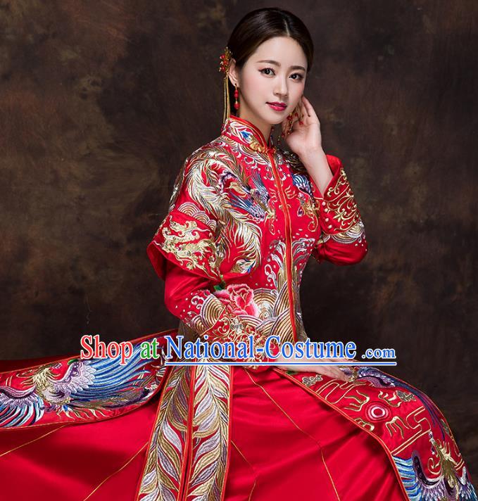 Traditional Chinese Wedding Costumes Traditional Xiuhe Suits Ancient Chinese bridal Full Dress