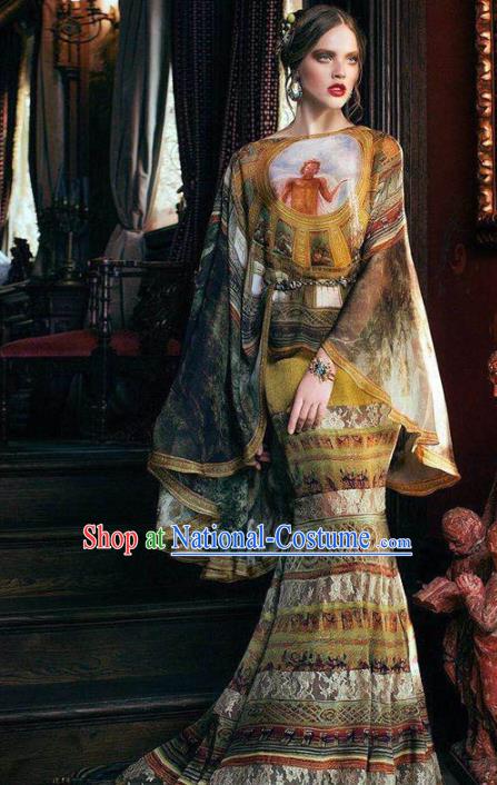 Top Grade Stage Performance Costumes Renaissance Catwalks Full Dress Modern Fancywork Clothing for Women