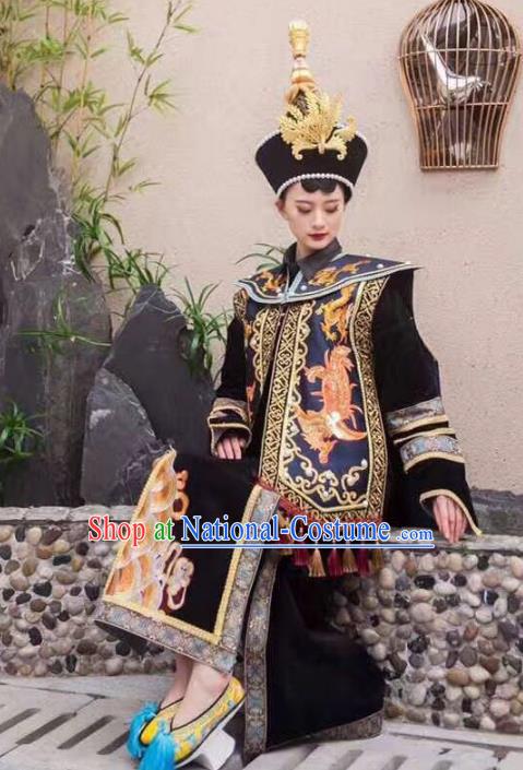 Top Grade Chinese Traditional Stage Performance Costumes Qing Dynasty Modern Fancywork Clothing and Headwear for Women