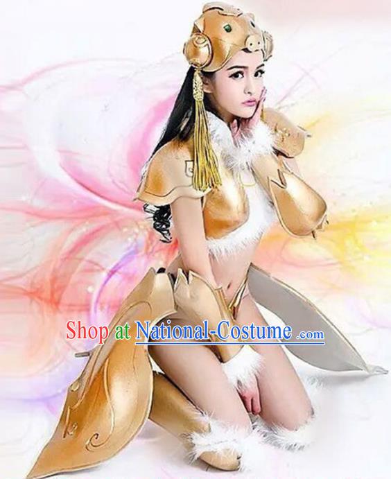 Top Grade Stage Performance Costumes Halloween Cosplay Modern Fancywork Clothing and Headwear for Women