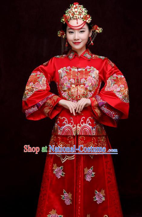 Traditional Chinese Wedding Costumes Traditional Xiuhe Suits Ancient Chinese bridal Full Dress