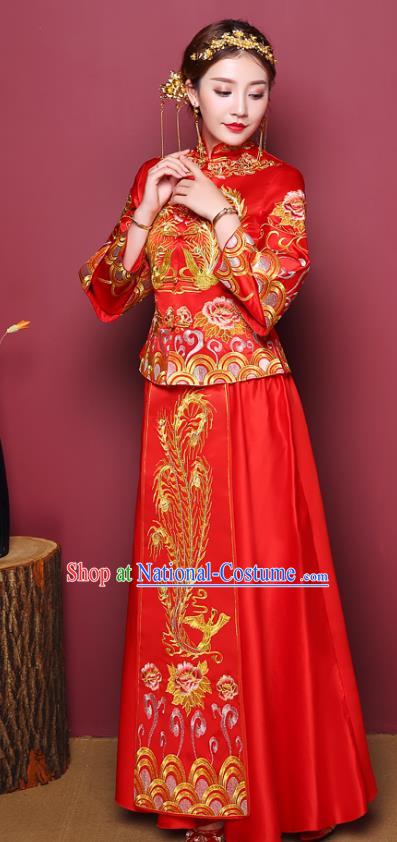 Traditional Chinese Wedding Costumes Traditional Xiuhe Suits Ancient Chinese bridal Full Dress