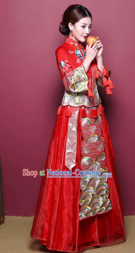 Traditional Chinese Wedding Costumes Traditional Xiuhe Suits Ancient Chinese bridal Full Dress