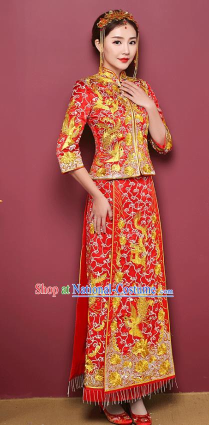 Traditional Chinese Wedding Costumes Traditional Xiuhe Suits Ancient Chinese bridal Full Dress