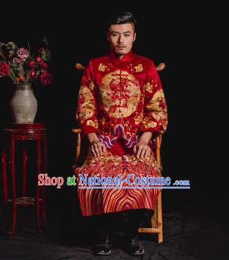 Chinese Traditional Embroidery Wedding Costume China Ancient Bridegroom Tang Suit Embroidered Gown for Men