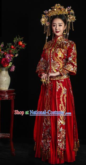 Traditional Chinese Wedding Costumes Traditional Xiuhe Suits Ancient Chinese bridal Full Dress