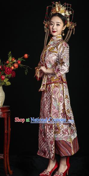 Traditional Chinese Wedding Costumes Traditional Xiuhe Suits Ancient Chinese bridal Full Dress