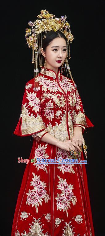 Traditional Chinese Wedding Costumes Traditional Xiuhe Suits Ancient Chinese bridal Full Dress