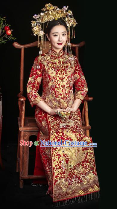 Traditional Chinese Wedding Costumes Traditional Xiuhe Suits Ancient Chinese bridal Full Dress