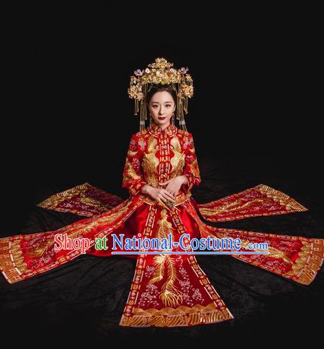 Traditional Chinese Wedding Costumes Traditional Xiuhe Suits Ancient Chinese bridal Full Dress