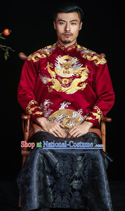 Chinese Traditional Embroidery Wedding Costume China Ancient Bridegroom Embroidered Tang Suit for Men