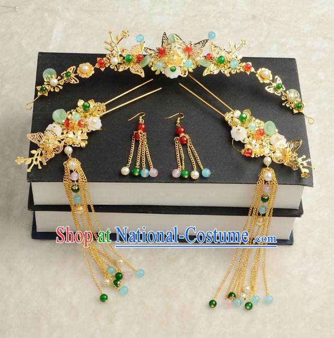 Chinese Ancient Classical Hair Accessories Xiuhe Suit Hair Sticks Hair Jewellery Hairpins Complete Set for Women