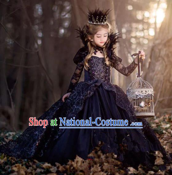 Top Grade Stage Performance Costumes Baroque Princess Bubble Dress Modern Fancywork Full Dress for Kids