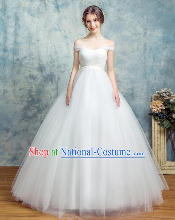 Top Grade Advanced Customization Wedding Dress White Bridal Veil Full Dress Costume for Women