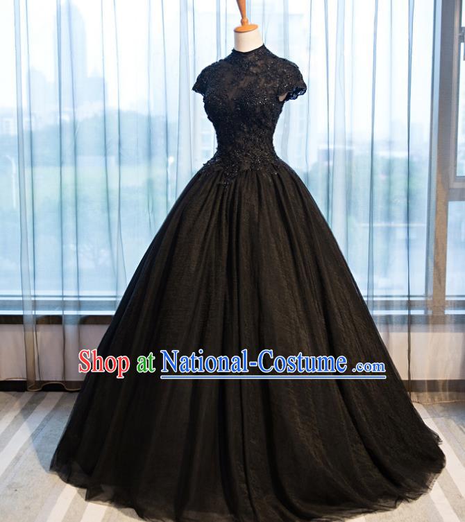 Top Grade Advanced Customization Wedding Dress Black Bridal Veil Full Dress Costume for Women