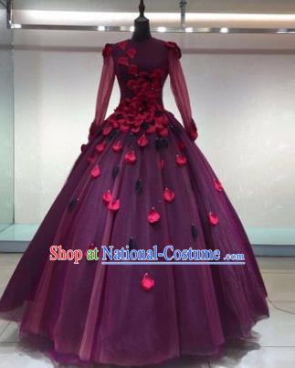 Top Grade Advanced Customization Wedding Dress Princess Dress Purple Bridal Veil Full Dress Costume for Women