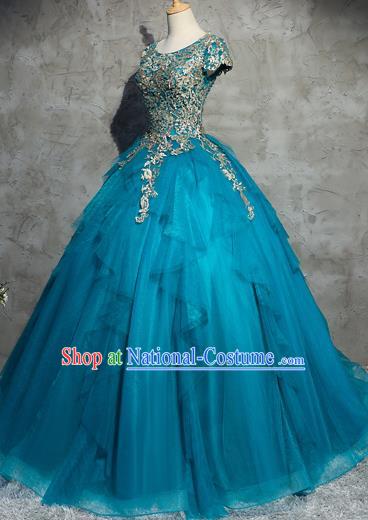 Top Grade Advanced Customization Wedding Dress Chorus Blue Dress Bridal Veil Full Dress Costume for Women