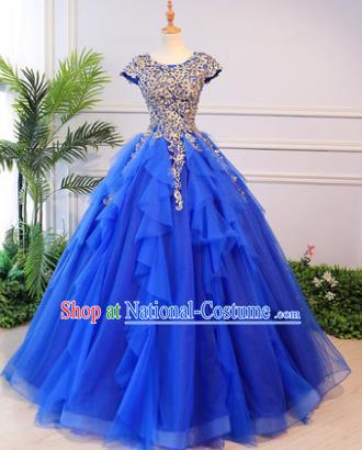 Top Grade Advanced Customization Wedding Dress Chorus Blue Dress Bridal Veil Full Dress Costume for Women