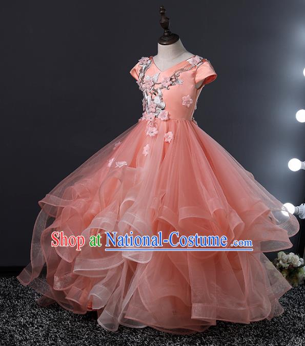 Top Grade Compere Costumes Children Bubble Dress Princess Dress Modern Fancywork Full Dress for Kids