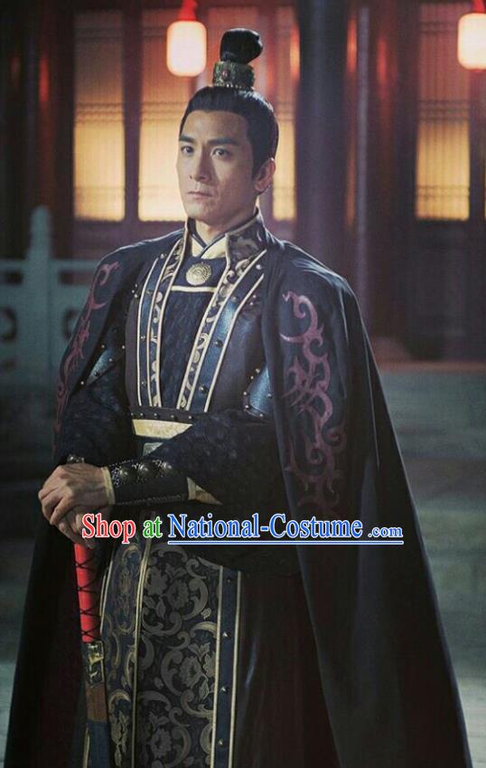 Chinese Ancient Tang Dynasty General Military Officer Embroidered Costumes for Men