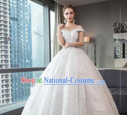 Top Grade Advanced Customization White Lace Bubble Dress Wedding Dress Compere Bridal Full Dress for Women