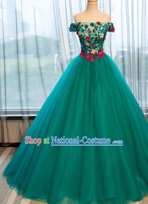 Top Grade Advanced Customization Green Veil Bubble Dress Wedding Dress Compere Bridal Full Dress for Women