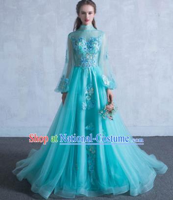 Top Grade Advanced Customization Green Veil Mullet Dress Wedding Dress Compere Bridal Full Dress for Women