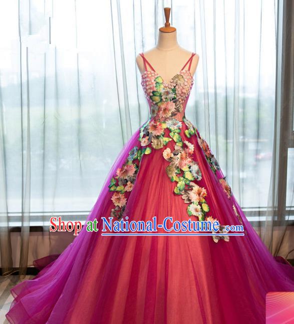 Top Grade Advanced Customization Rosy Veil Mullet Dress Wedding Dress Compere Bridal Full Dress for Women