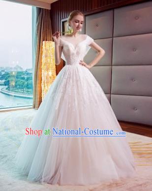 Top Grade Evening Dress Advanced Customization White Veil Wedding Dress Compere Bridal Full Dress for Women