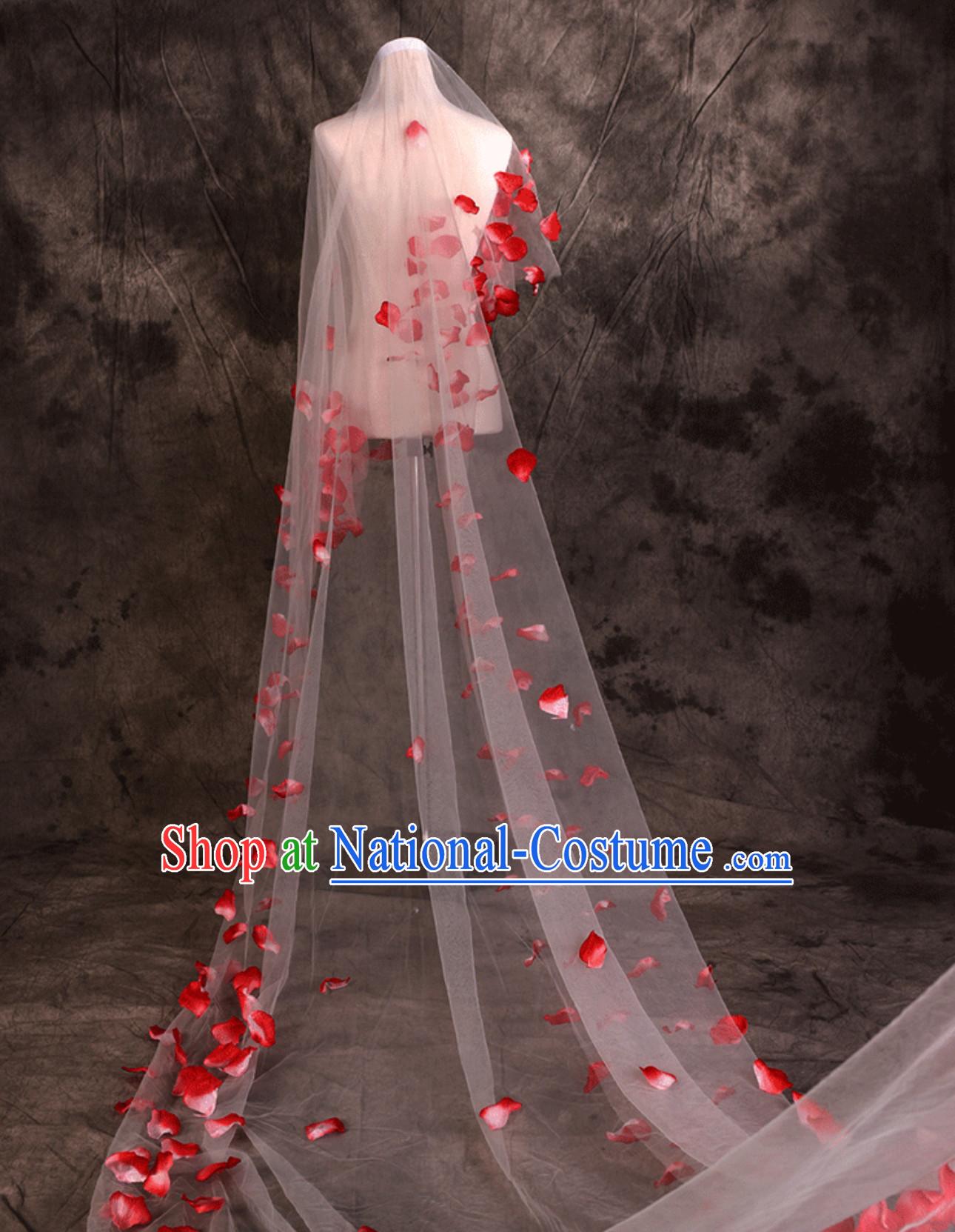 1.75 Meters Long Romantic Flower Petal Wedding Veil