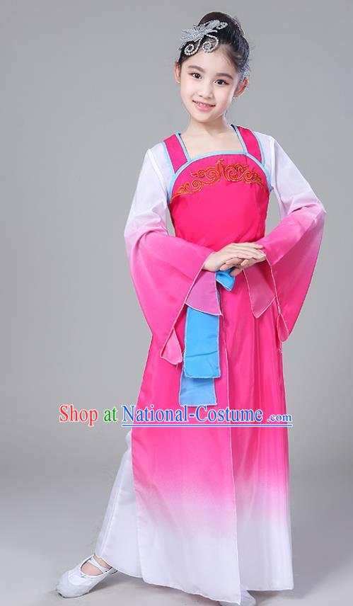 Chinese Traditional Folk Dance Costumes Children Classical Dance Yangko Rosy Clothing for Kids