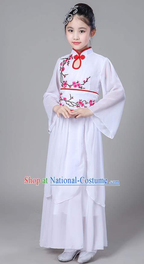 Chinese Traditional Folk Dance Costumes Children Classical Dance Embroidered Red Plum Blossom Clothing for Kids