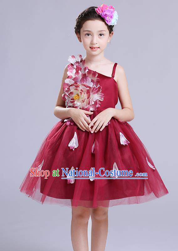 Top Grade Chorus Stage Performance Costumes Children Modern Dance Clothing Compere Veil Bubble Dress for Kids