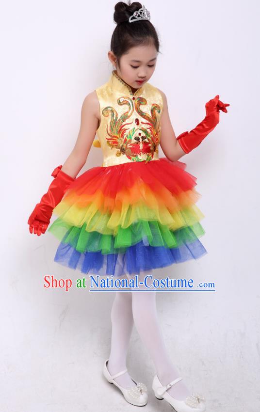 Chinese Traditional Folk Dance Costumes Chorus Dance Red Dress Children Classical Dance Clothing for Kids