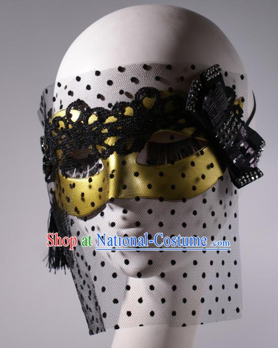 Halloween Fancy Ball Props Exaggerated Face Mask Stage Performance Accessories Golden Masks