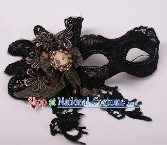 Halloween Fancy Ball Props Exaggerated Black Lace Face Mask Stage Performance Accessories Christmas Masks