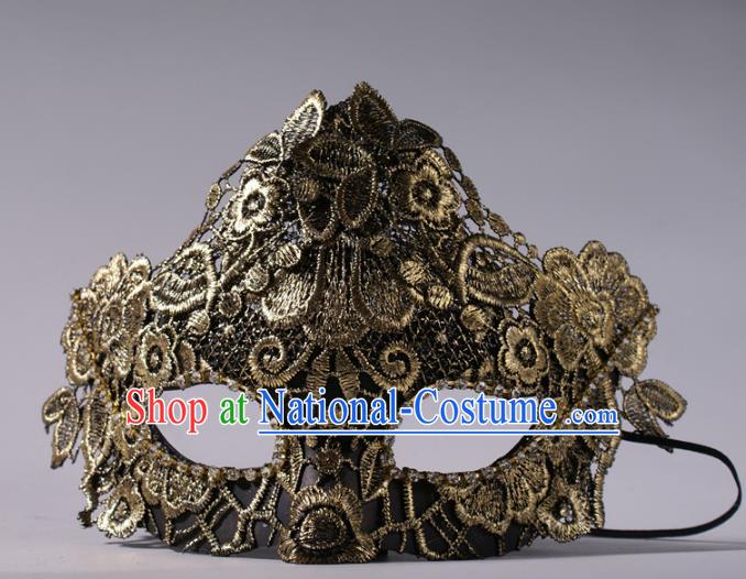 Halloween Fancy Ball Props Exaggerated Golden Lace Face Mask Stage Performance Accessories Christmas Mysterious Masks