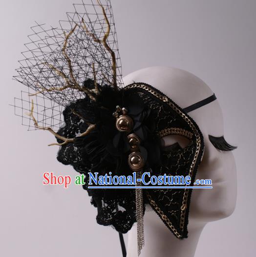 Halloween Fancy Ball Props Half Face Mask Stage Performance Accessories Black Masks