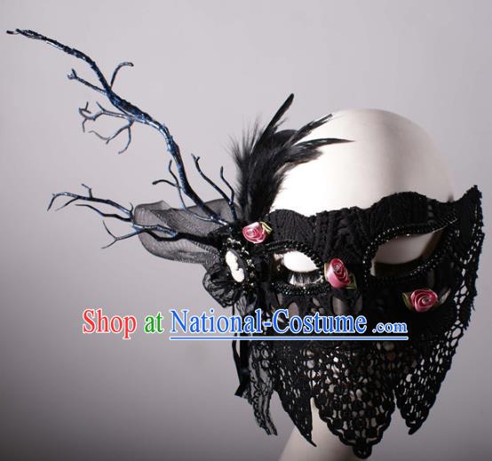 Halloween Fancy Ball Props Exaggerated Face Mask Stage Performance Accessories Christmas Mysterious Feather Masks