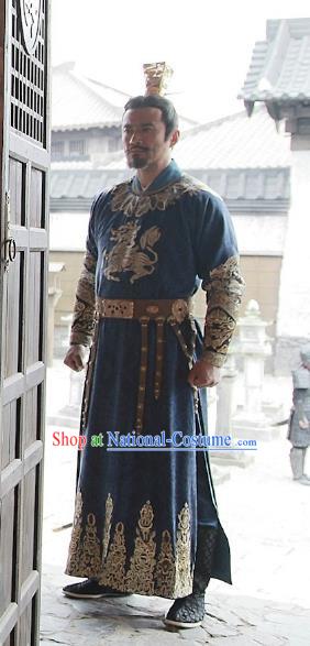 Chinese Teleplay Tribes and Empires Storm of Prophecy Ancient Emperor Embroidered Costumes for Men