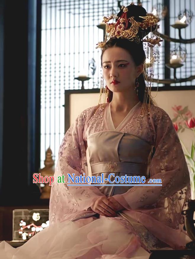 Chinese Teleplay Tribes and Empires Storm of Prophecy Ancient Imperial Empress Embroidered Costumes and Headpiece for Women