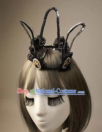 Top Grade Catwalks Hair Accessories Halloween Baroque Royal Crown Stage Performance Modern Fancywork Headwear