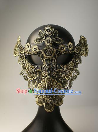 Halloween Exaggerated Golden Lace Face Mask Fancy Ball Props Stage Performance Accessories Christmas Mysterious Masks