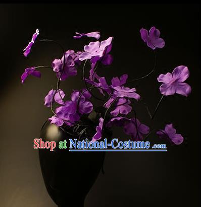 Top Grade Catwalks Hair Accessories Halloween Purple Flowers Hair Clasp Stage Performance Modern Fancywork Headwear