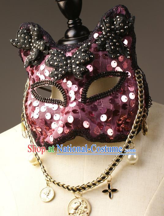 Halloween Exaggerated Purple Face Mask Fancy Ball Props Stage Performance Accessories Christmas Mysterious Masks